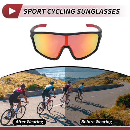 Riding Goggles Red Lens Black Frame Tri-Acetyl Cellulos PC UV400