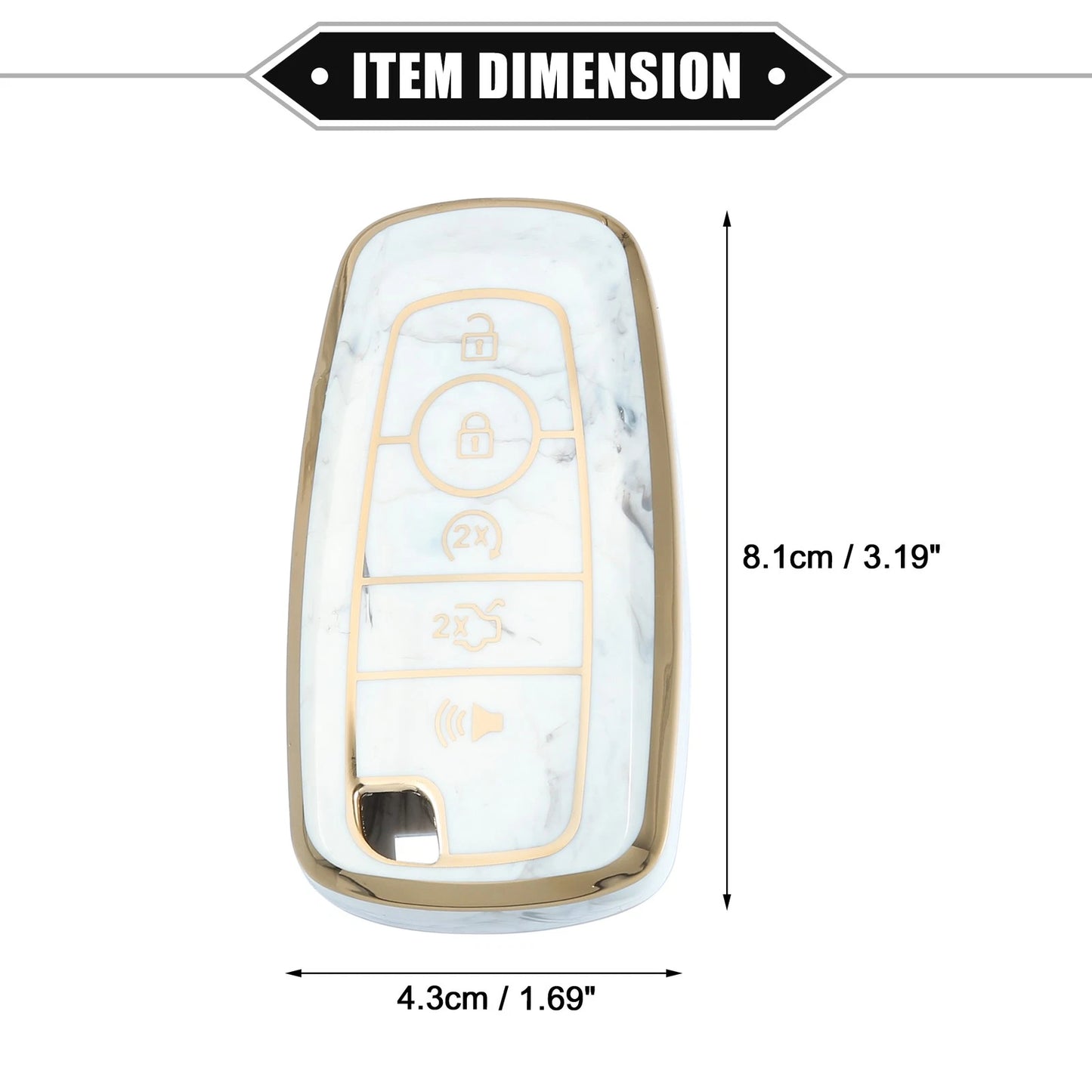 Key Fob Cover 5 Button for Ford Smart Key (Compatible) - Gray
