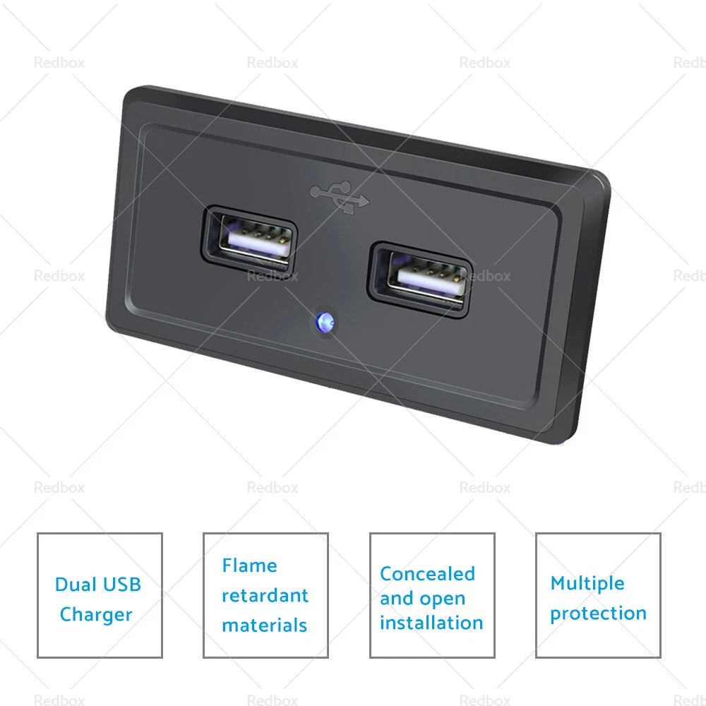 Dual USB Fast Charger Socket Power Outlet Panel 12V for Motorcycle Car RV