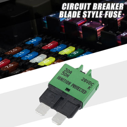 2 x Circuit Breaker Blade Style Fuse 30A Resettable for Car Marine RV Green