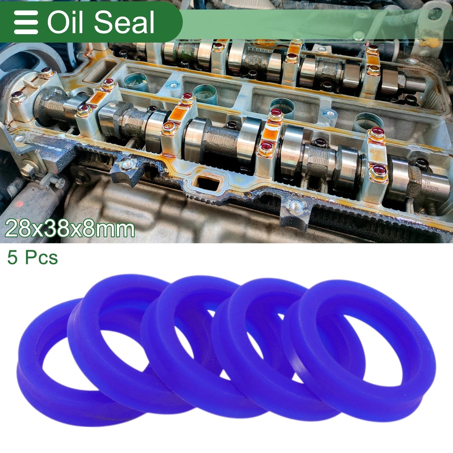 Oil Seal 28x38x8mm Rotary Shaft Seal TPU Blue 5 Pcs for Make Model