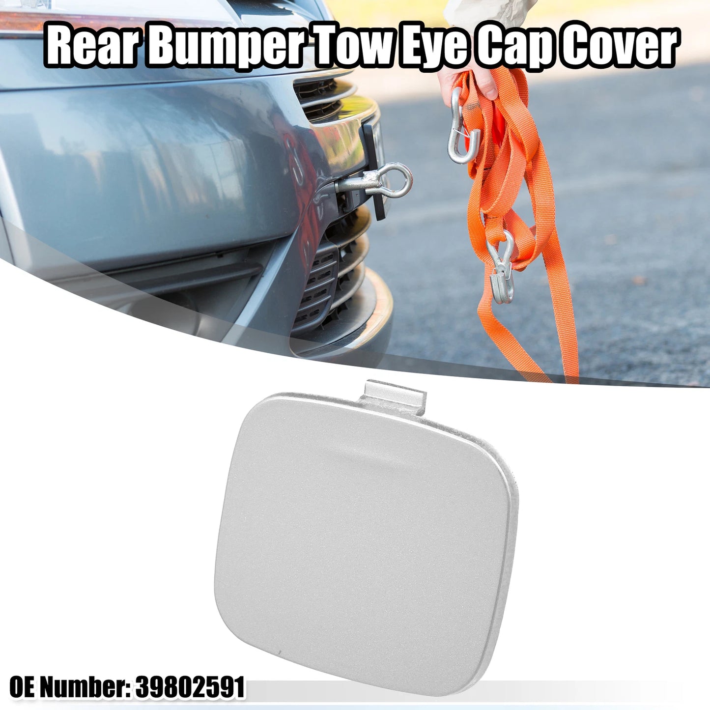 Rear Bumper Tow Hook Eye Cap Cover for Volvo S60 (2011-2018) Silver Tone