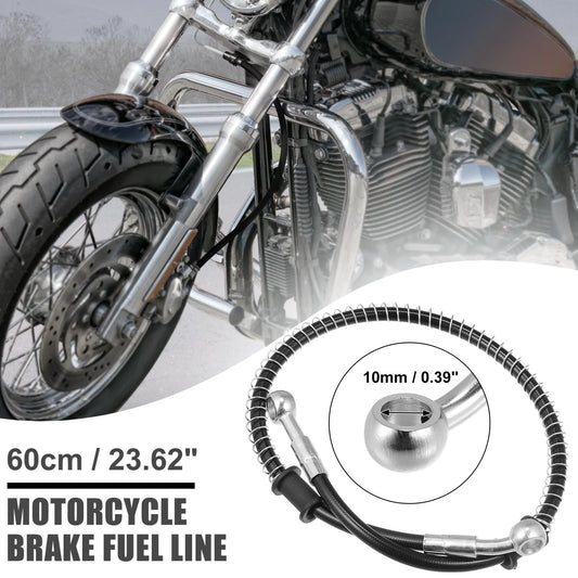 60cm 23.62" 10mm Motorcycle Braided Brake Clutch Oil Hoses Black for Make Model