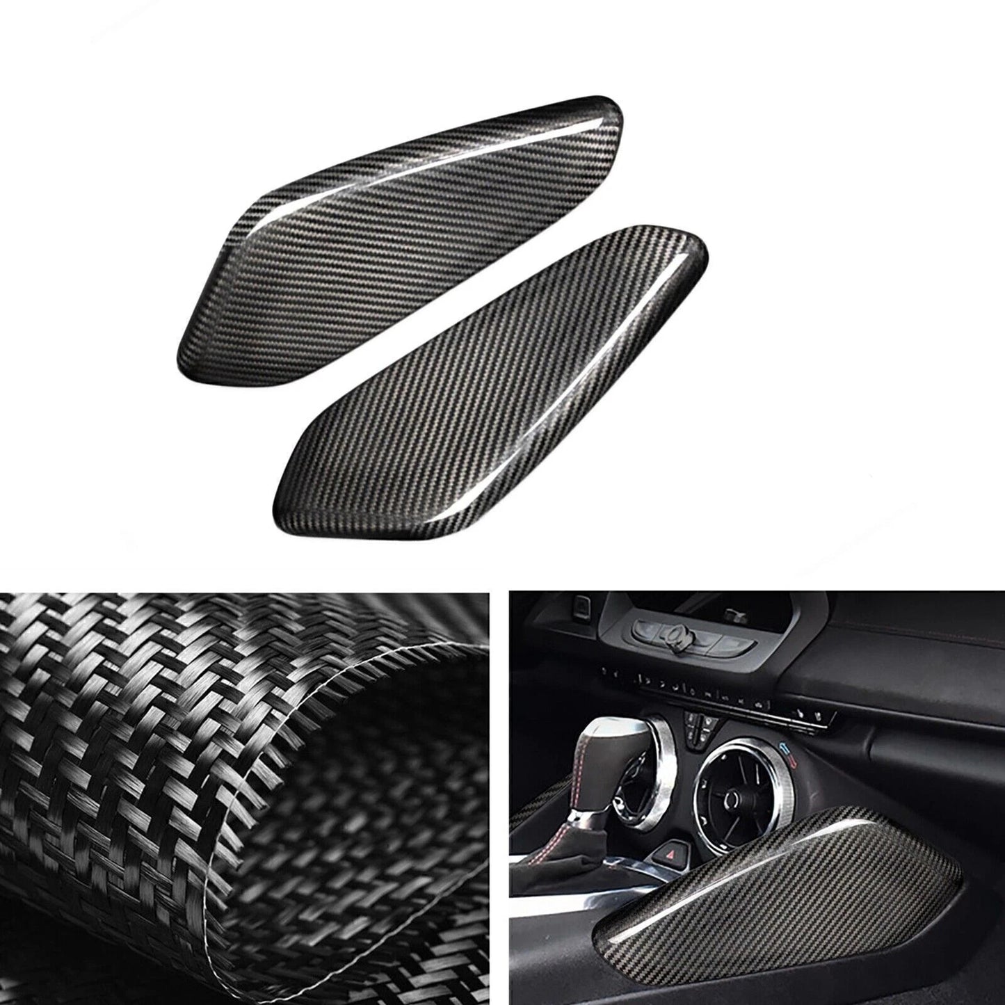 2 x Carbon Fiber Center Console Side Covers for Chevrolet Camaro (2016-2024)
