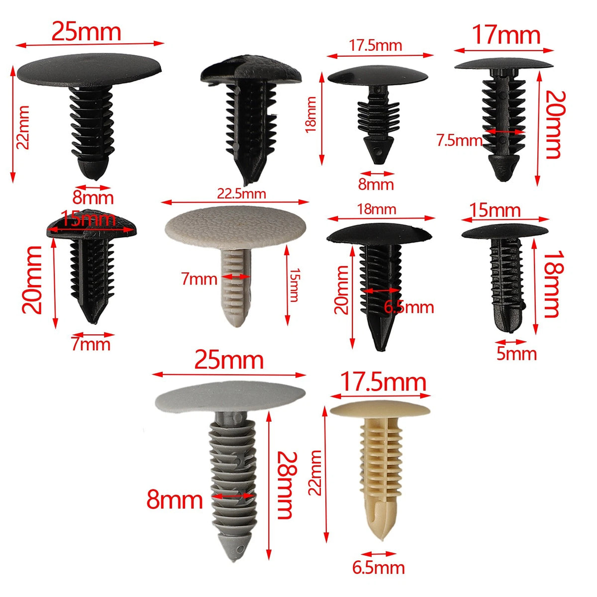 Roof Lining Rivet Wheel Arch Linings 100pcs Boot Linings Fastener Fender