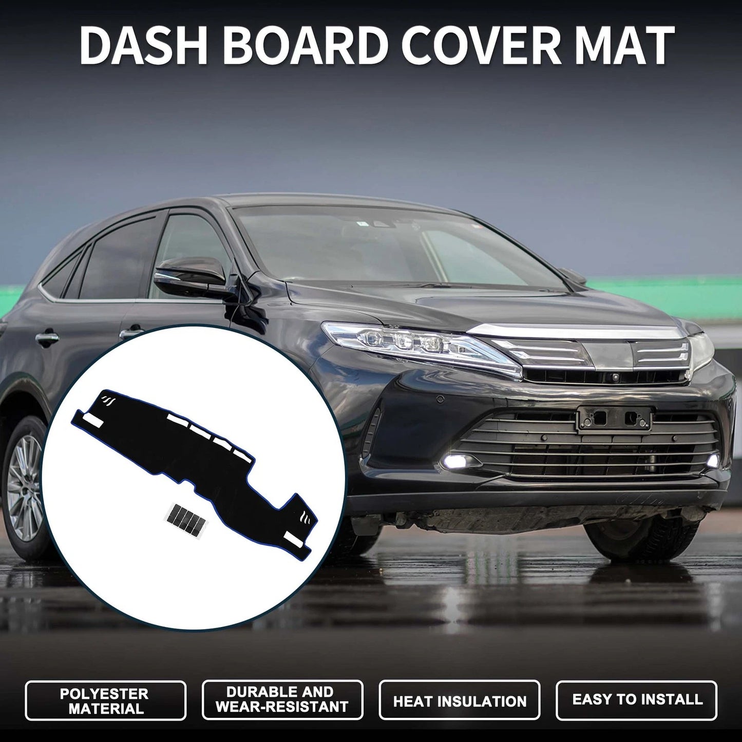 Dashboard Cover Mat for Toyota Harrier 80 (2005-2013) - Black Blue 1 Set