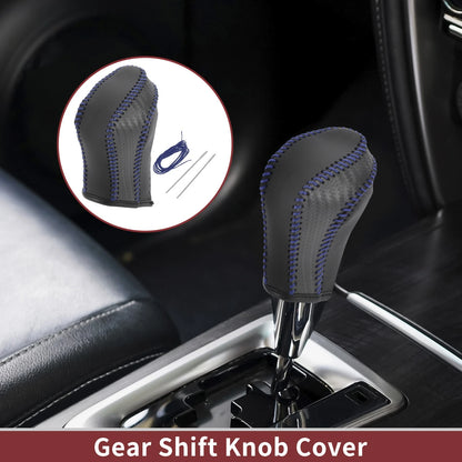 Car Gear Shift Knob Cover 1 Pc for Nissan Maxima (2016-2023) Blue Faux Leather