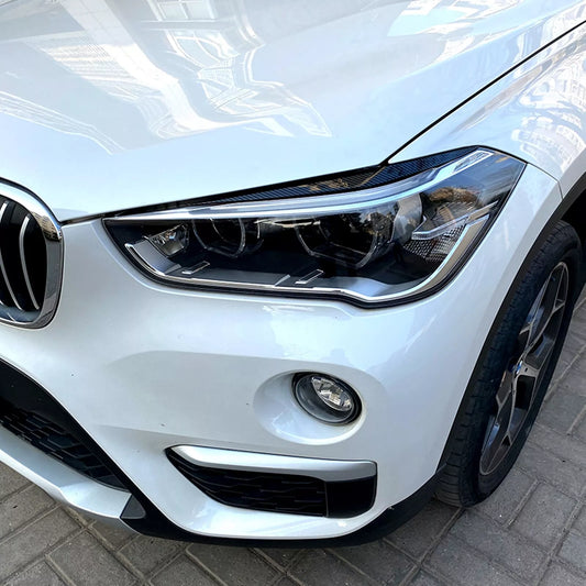 2 x Headlight Eyelid Trim Covers Carbon Fiber Look for BMW X1 (2016-2021)