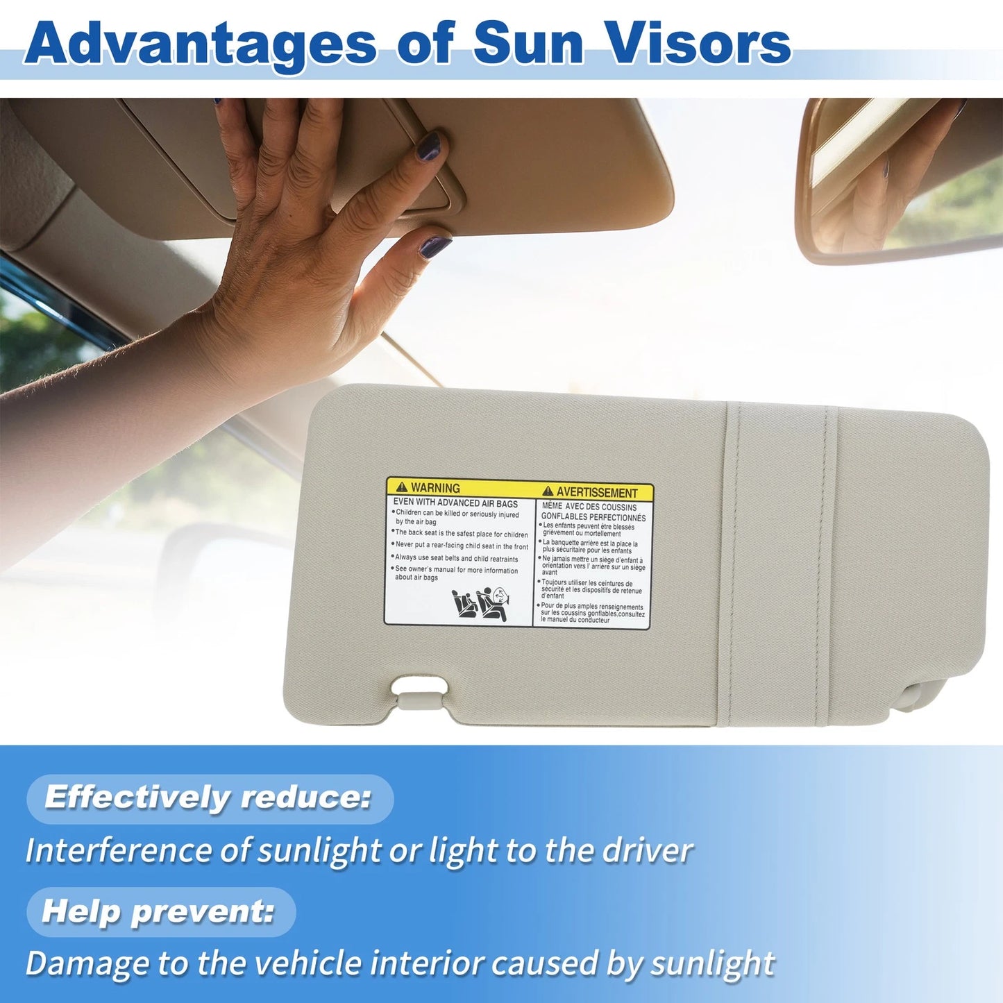 Driver & Passenger Sun Visors for Nissan Versa (2007-2012)