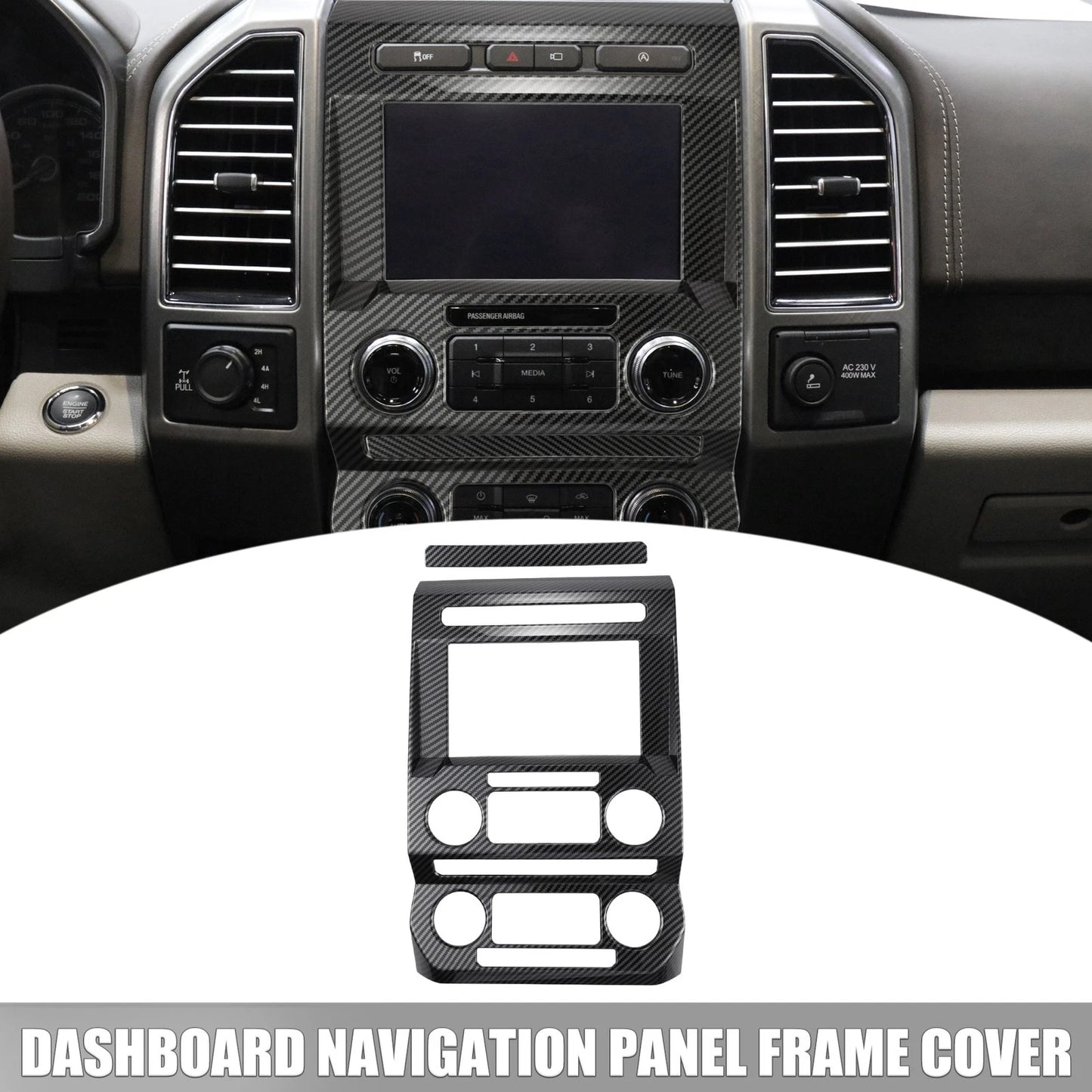 Dashboard Central Control GPS Navigation Panel Trim for Ford F150 (2015-2020)