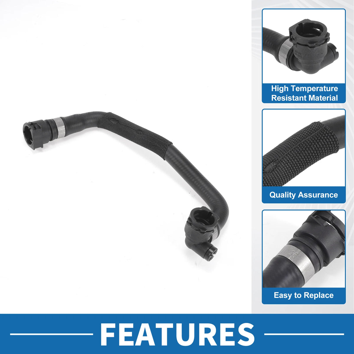 Radiator Hose for BMW 228i 2.0L (2014-2016) - Rubber Black 1 x Piece