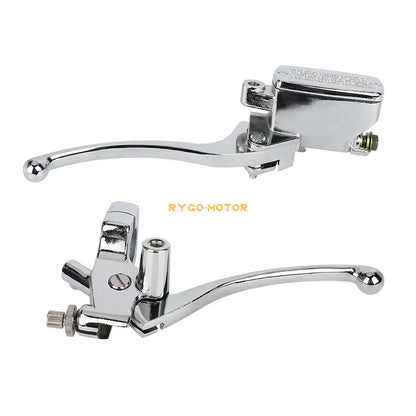 Handlebar Hydraulic Brake Master Cylinder & Clutch Lever Chrome for Motorcycle