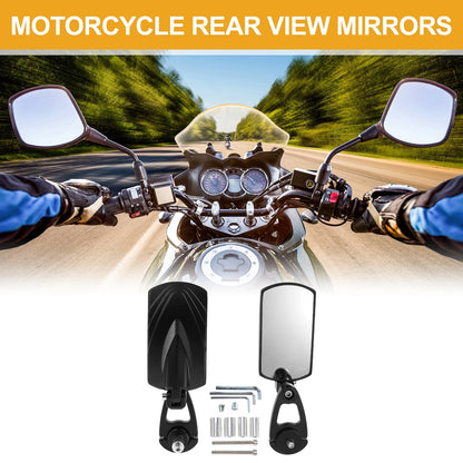 1 Set Handlebar Mirrors Rear View for Motorcycle Black Aluminum