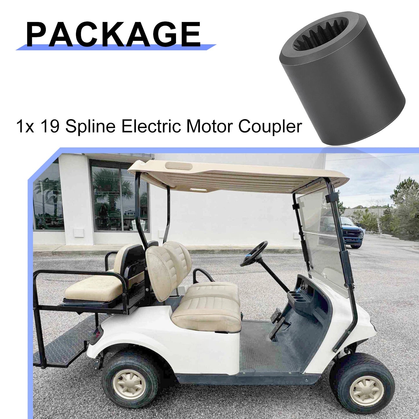 19 Spline Motor Coupler for EZGO Golf Carts Electric Motor (1988–1996)