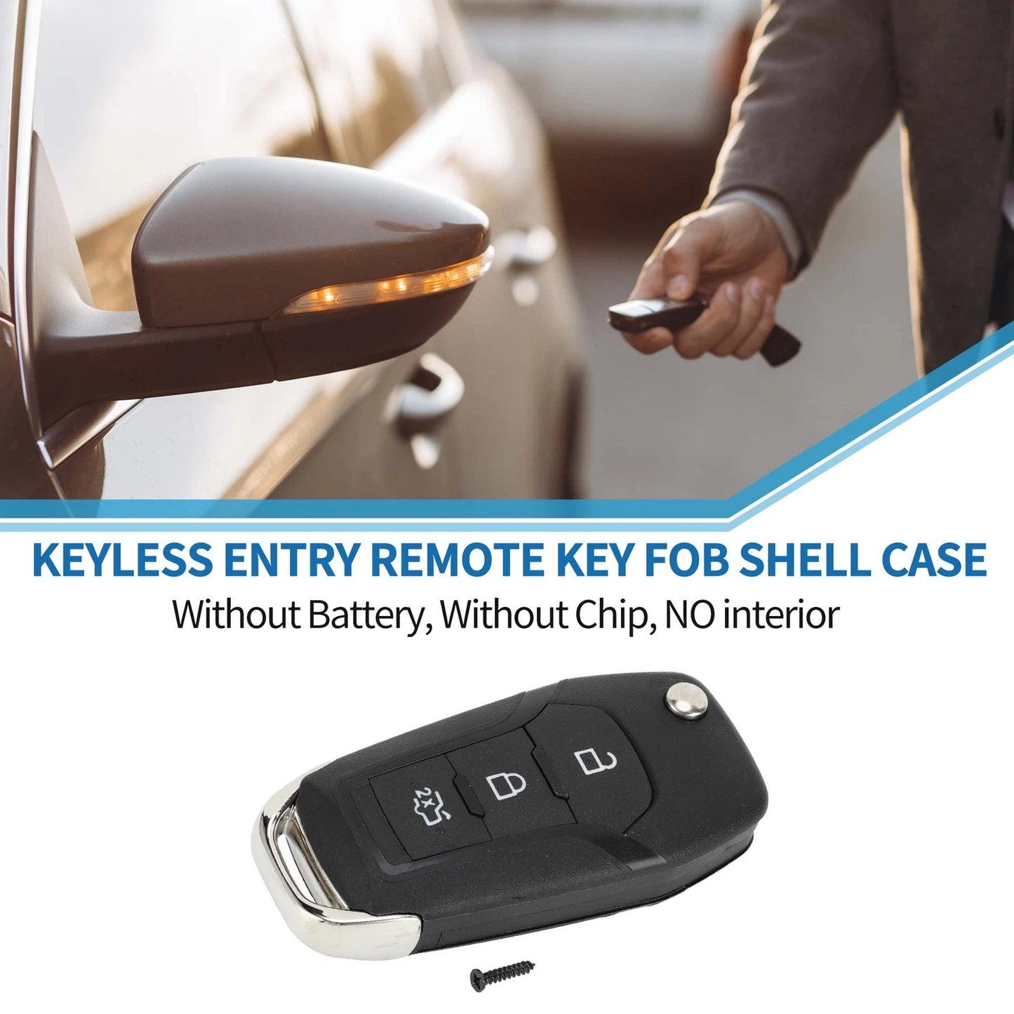 3 Button Keyless Entry Remote Key Shell Case for Ford Ka Fiesta Focus Transit