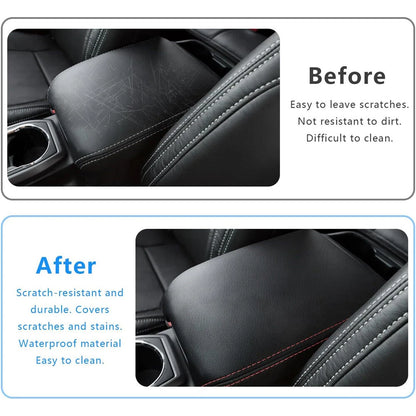 Black PU Leather Center Console Lid Armrest Cover for Toyota Tacoma (2016-2023)