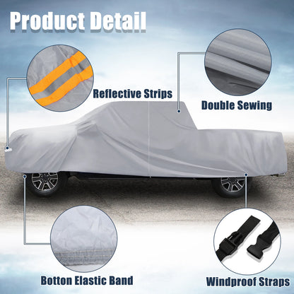 Pickup Truck Car Cover for Toyota Tacoma Crew Cab 4-Door 2005-2021 Gray
