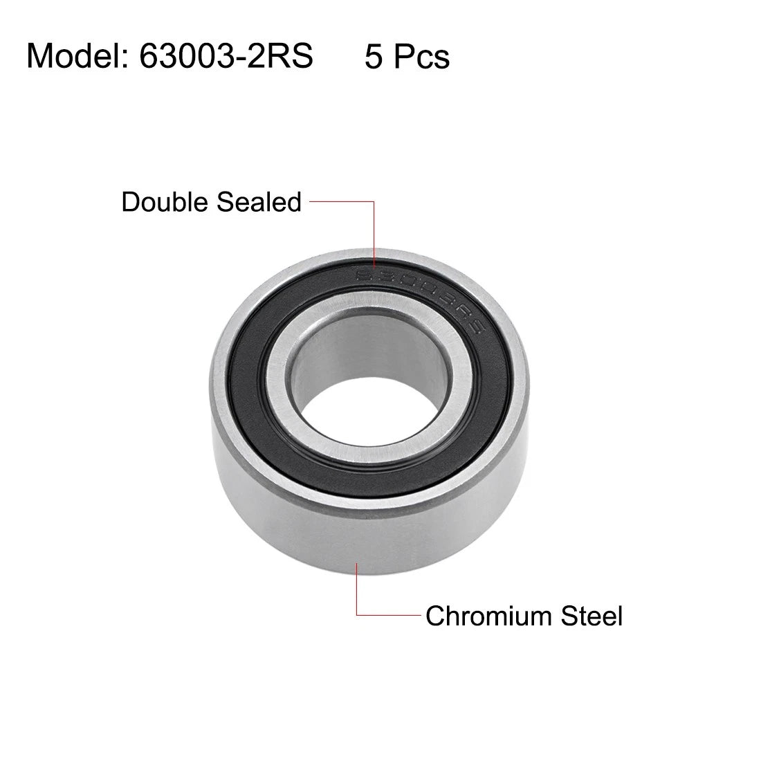 2 x Ball Bearings 17x35x14mm Double Sealed Chrome Steel Z2 ABEC1 for RC Car