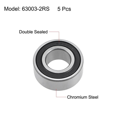 2 x Ball Bearings 17x35x14mm Double Sealed Chrome Steel Z2 ABEC1 for RC Car