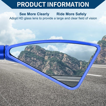 Motorcycle Rear View Mirrors Triangle Blue Aluminum Alloy for Make Model