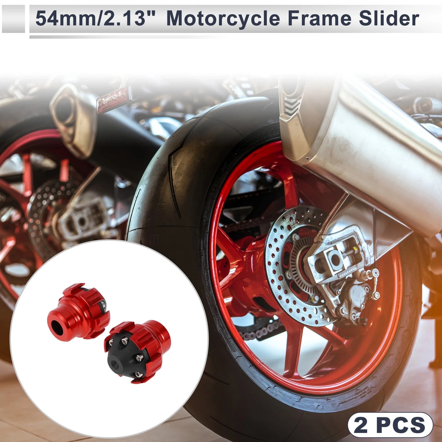15.6mm Aluminum Alloy Motorcycle Slider Frame 2 x Red for Make Model