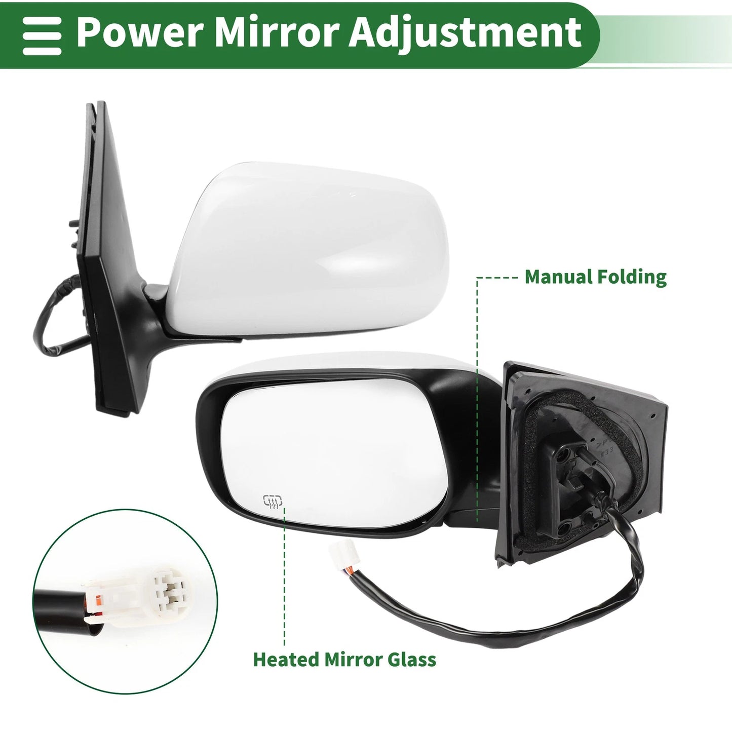 Left Side Door Mirror for Toyota Corolla 2009-2013 Manual Folding White