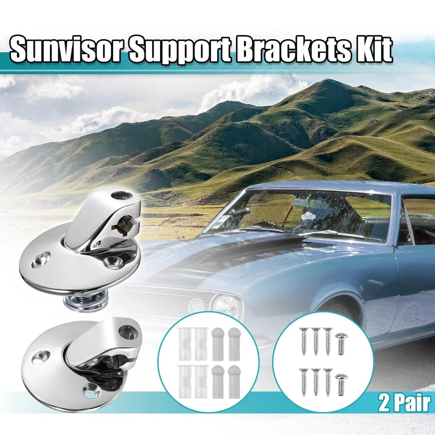 2 x Sunvisor Support Brackets for Buick Chevrolet (1964–1973)