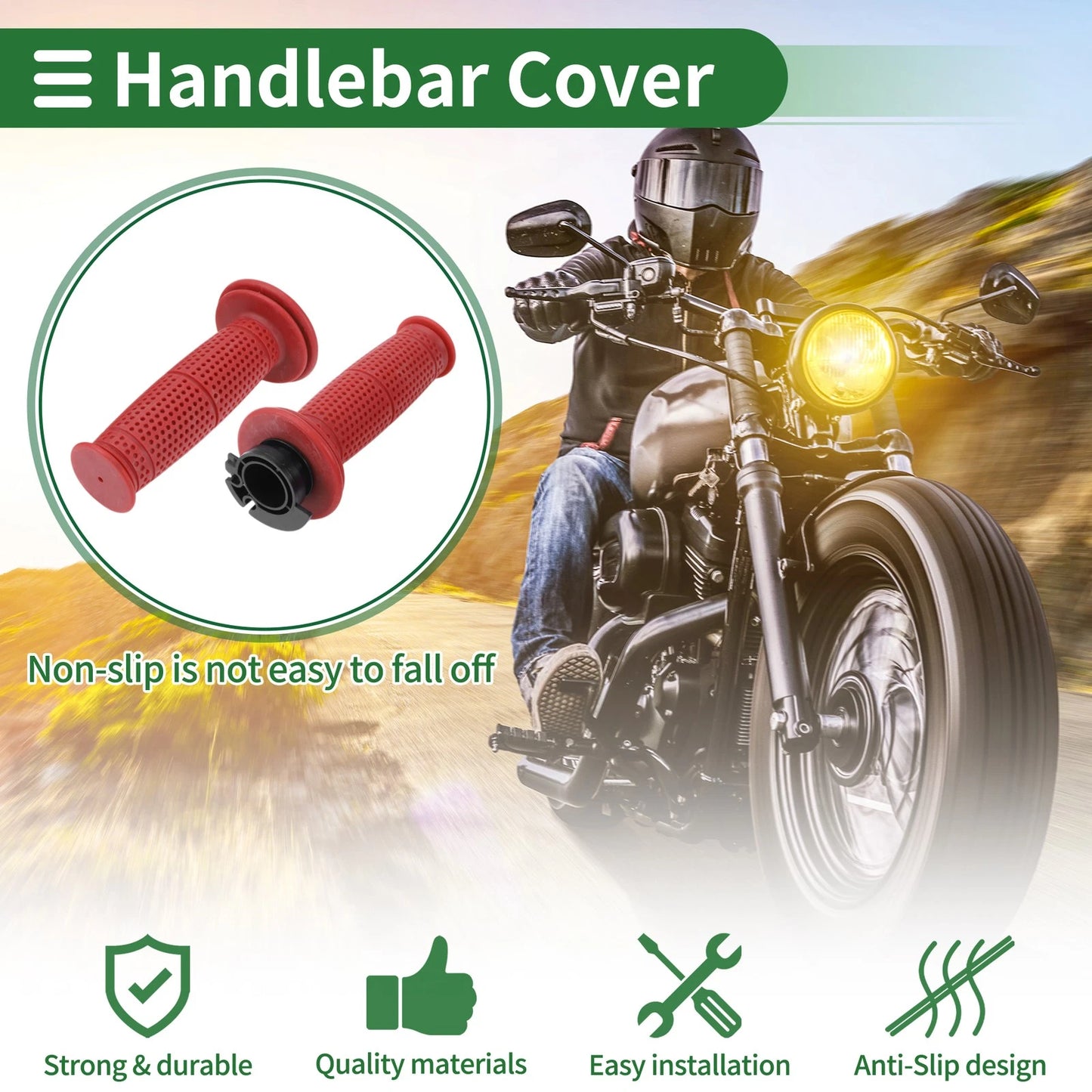 7/8" 22mm Motorcycle Hand Grips End Grips TPU Dark Red