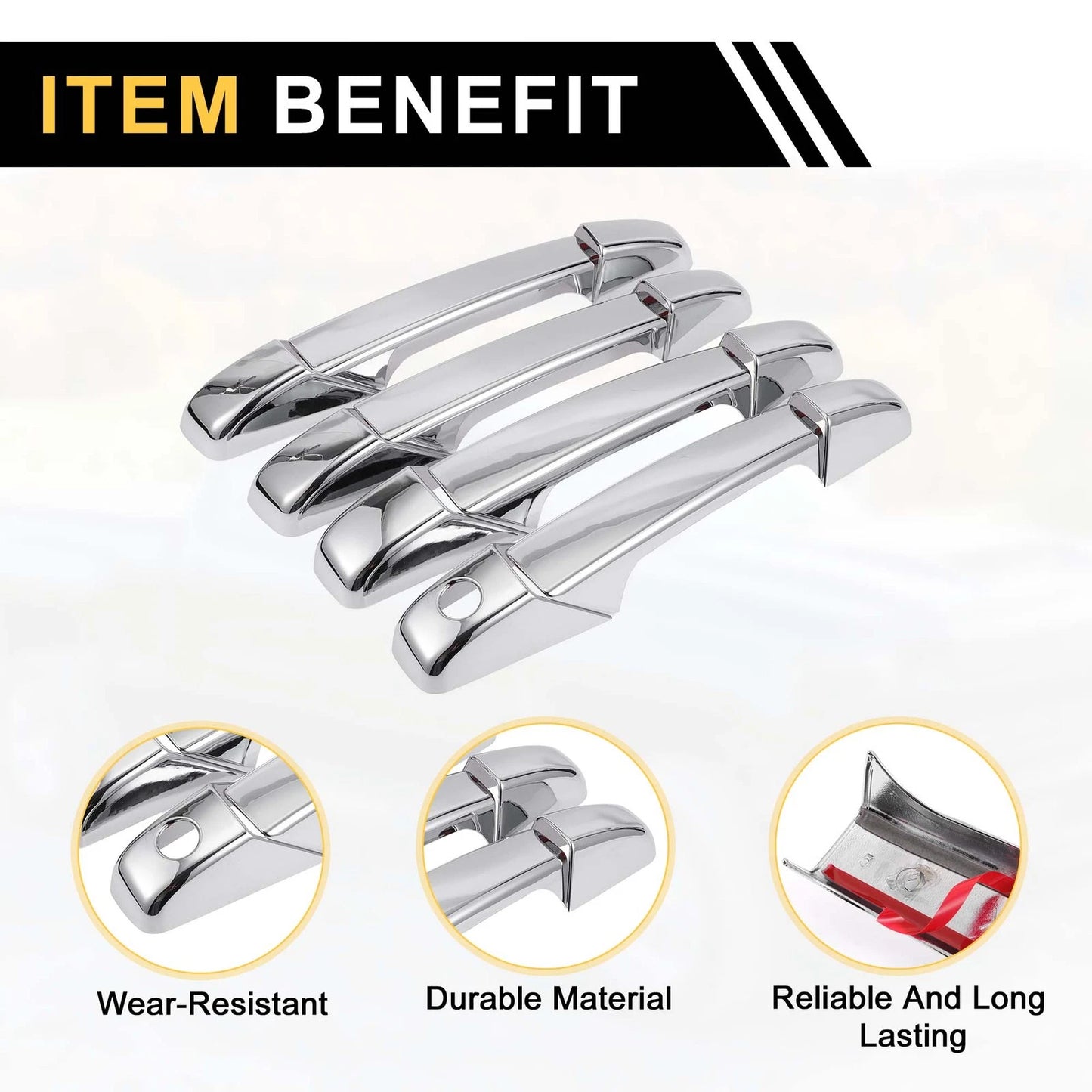4 x Exterior Door Handle Covers for Chevrolet Avalanche Chrome Silver Tone
