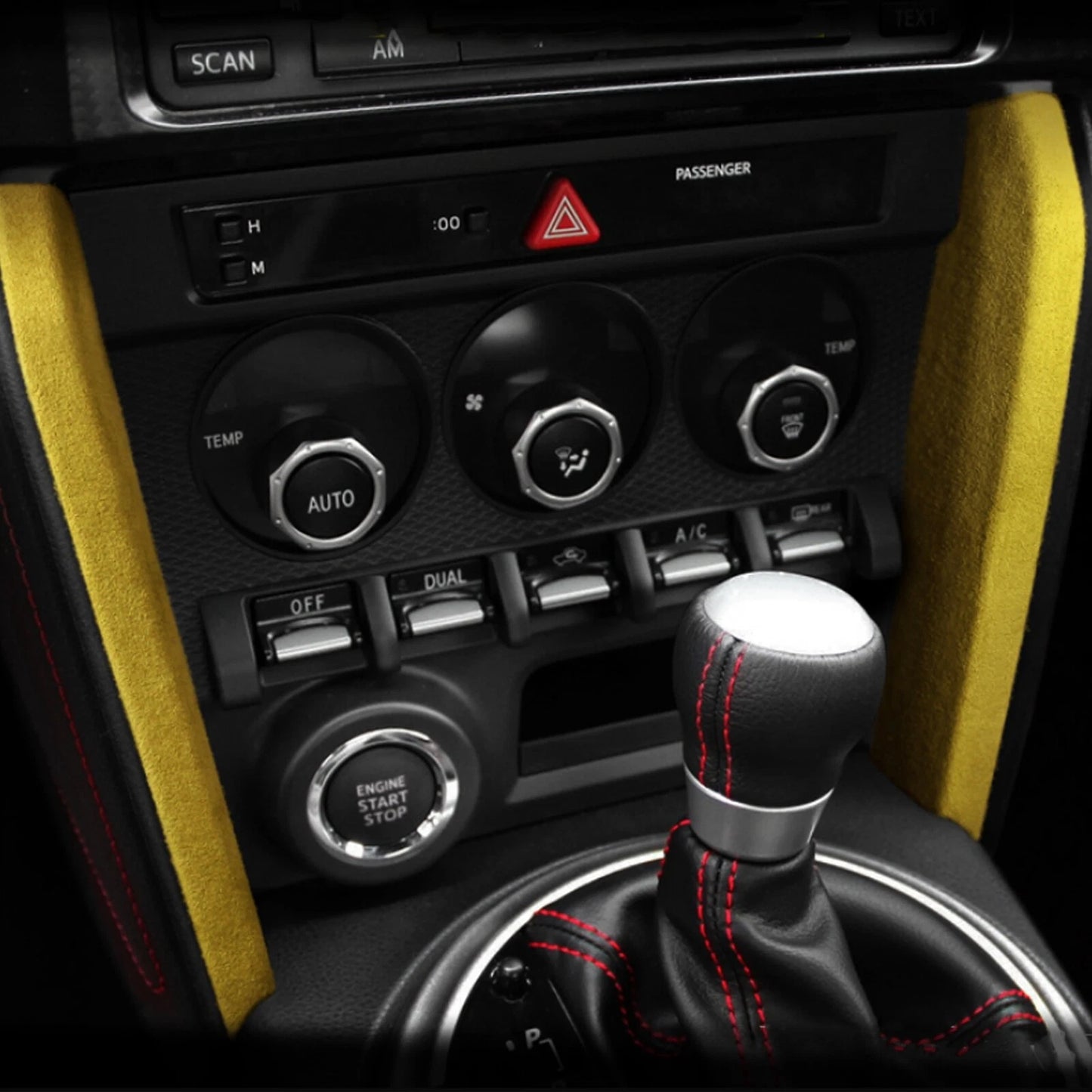 2 x Yellow Central Console Trim Covers for Subaru BRZ 86 (2013-2020)