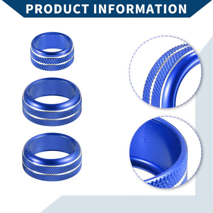 AC Radio Volume Knob Cover Ring for Toyota Supra (2018-2022) - 3 Pcs Blue