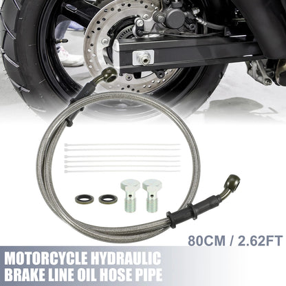 Set 80cm Motorcycle Hydraulic Brake/Clutch Line Hose with Screws for Motorcycle
