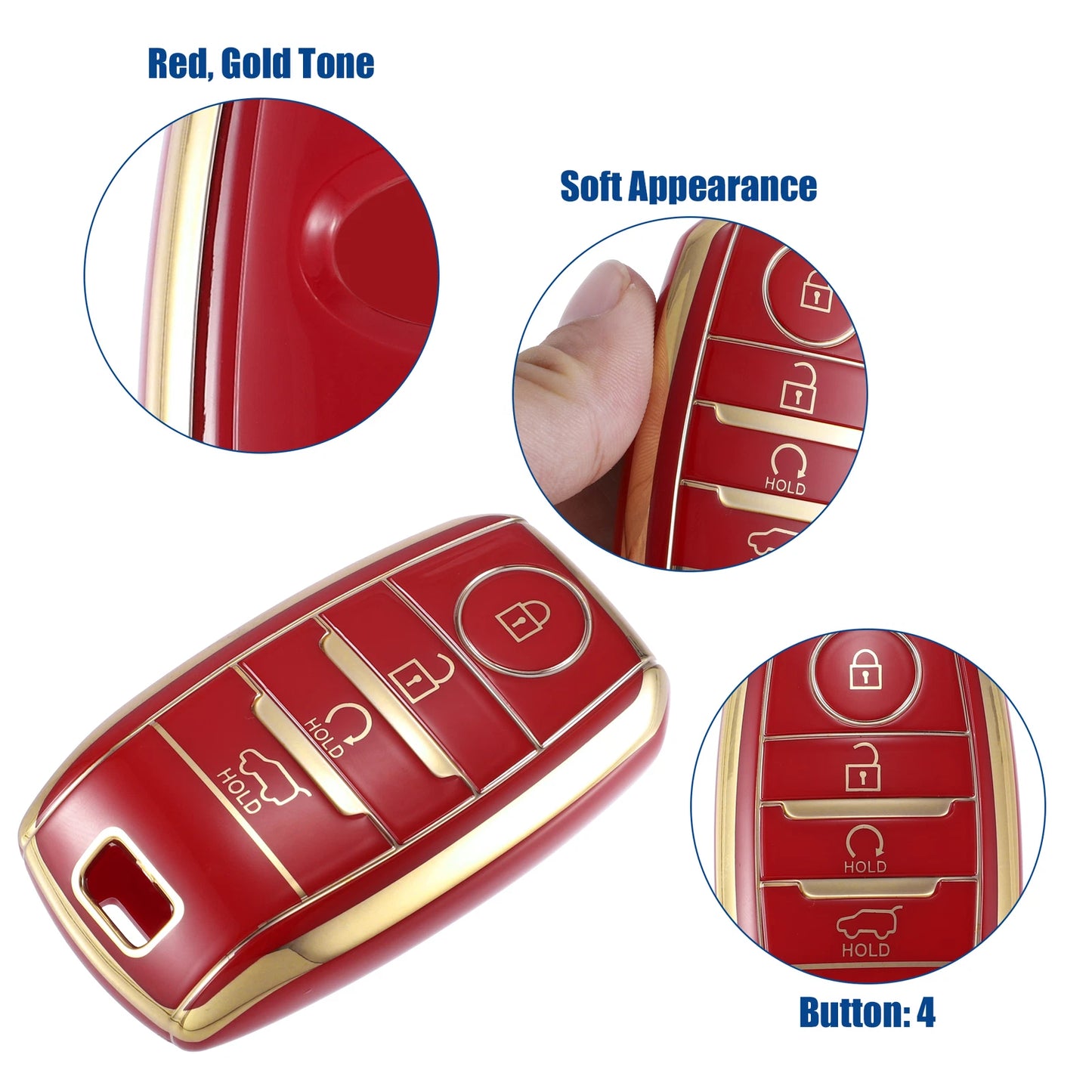 TPU 4 Button Car Remote Key Fob Case Cover for Kia Optima (2011-2015)