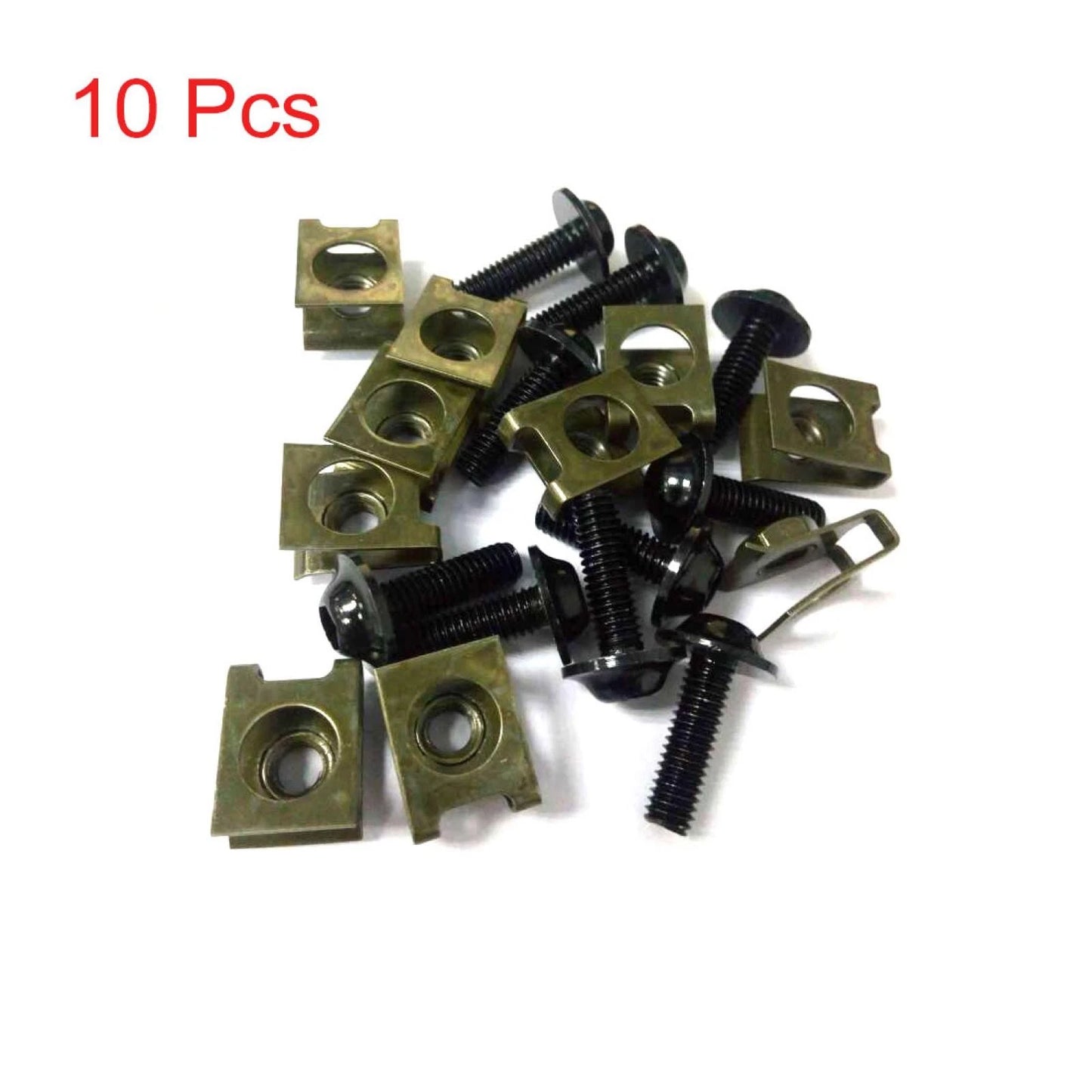 10x Metal U-Type M6 Fairing Fasteners Clips Black Bolts Screws for Make Model