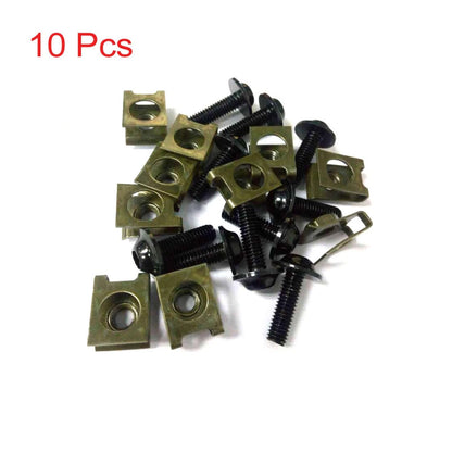 10x Metal U-Type M6 Fairing Fasteners Clips Black Bolts Screws for Make Model