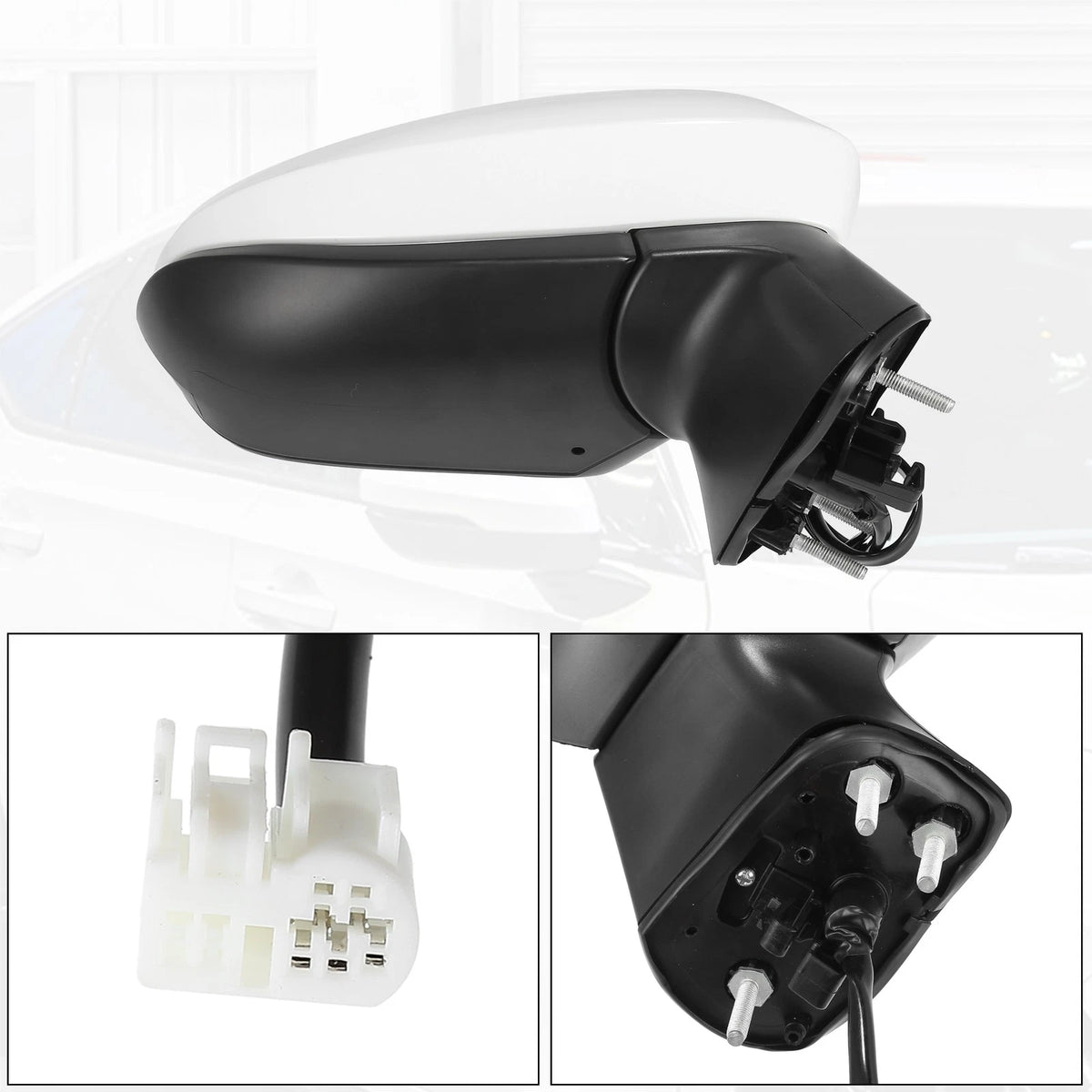 3 Pin Right Side Exterior Door Mirror Assembly White for Toyota Corolla (20-22)