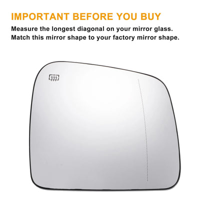 Pair Left Right White Mirror Glass Back Heated for Jeep Dodge (2014-2019)