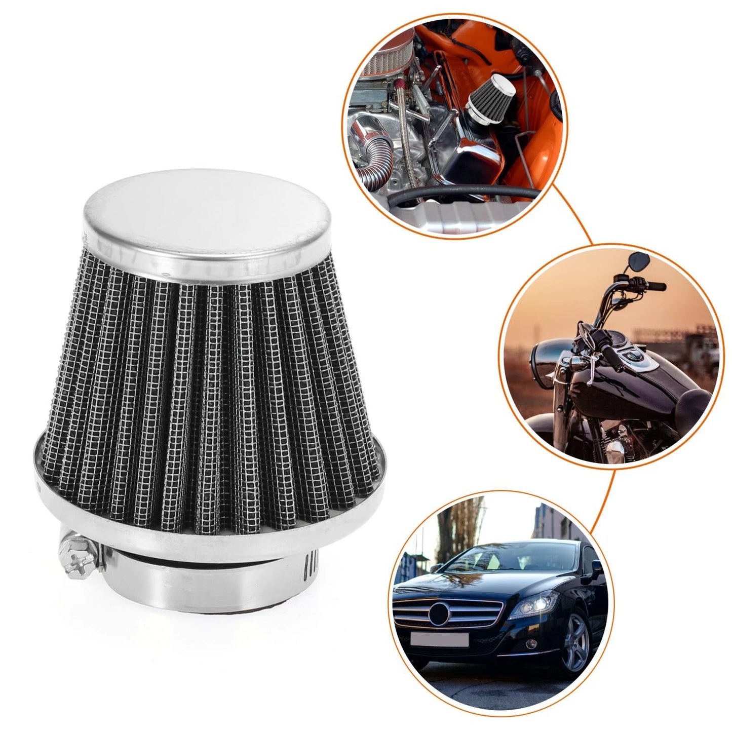 2 x 50mm Air Filter Cleaner for Motorcycle