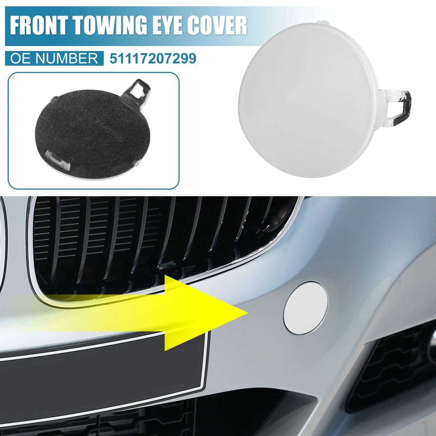Front Bumper Tow Hook Cover for BMW 3 Series E90 E91 (2009-2012) White