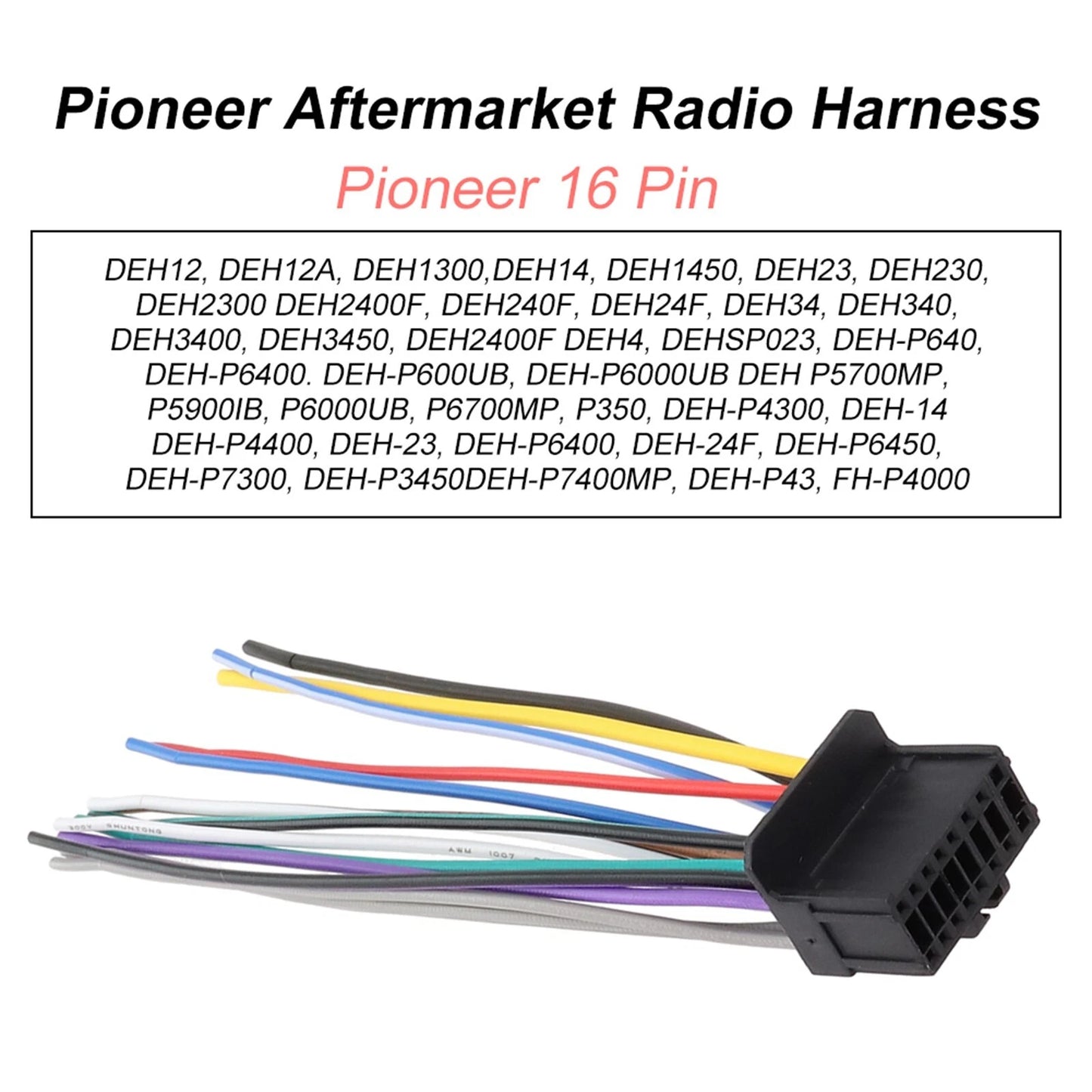 16-Pin Connector Harness for Pioneer Car Radio Wiring