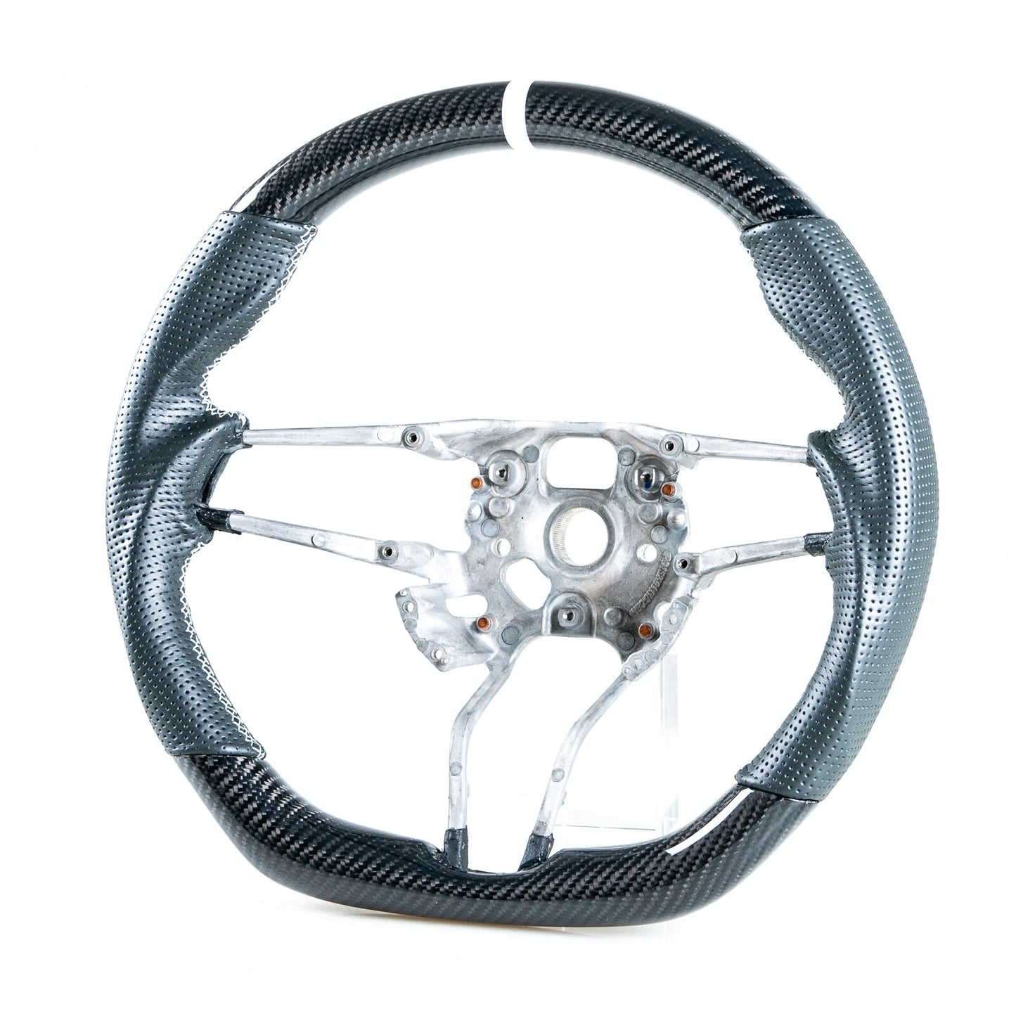 Carbon Leather White Steering Wheel for Porsche 911, 718, Boxster, Cayman, Macan (2016-2023)