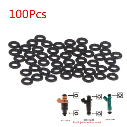 100Pcs Rubber O-Ring Seal Kit 7.52x3.53x14.58mm for BMW Ford Fuel Injector