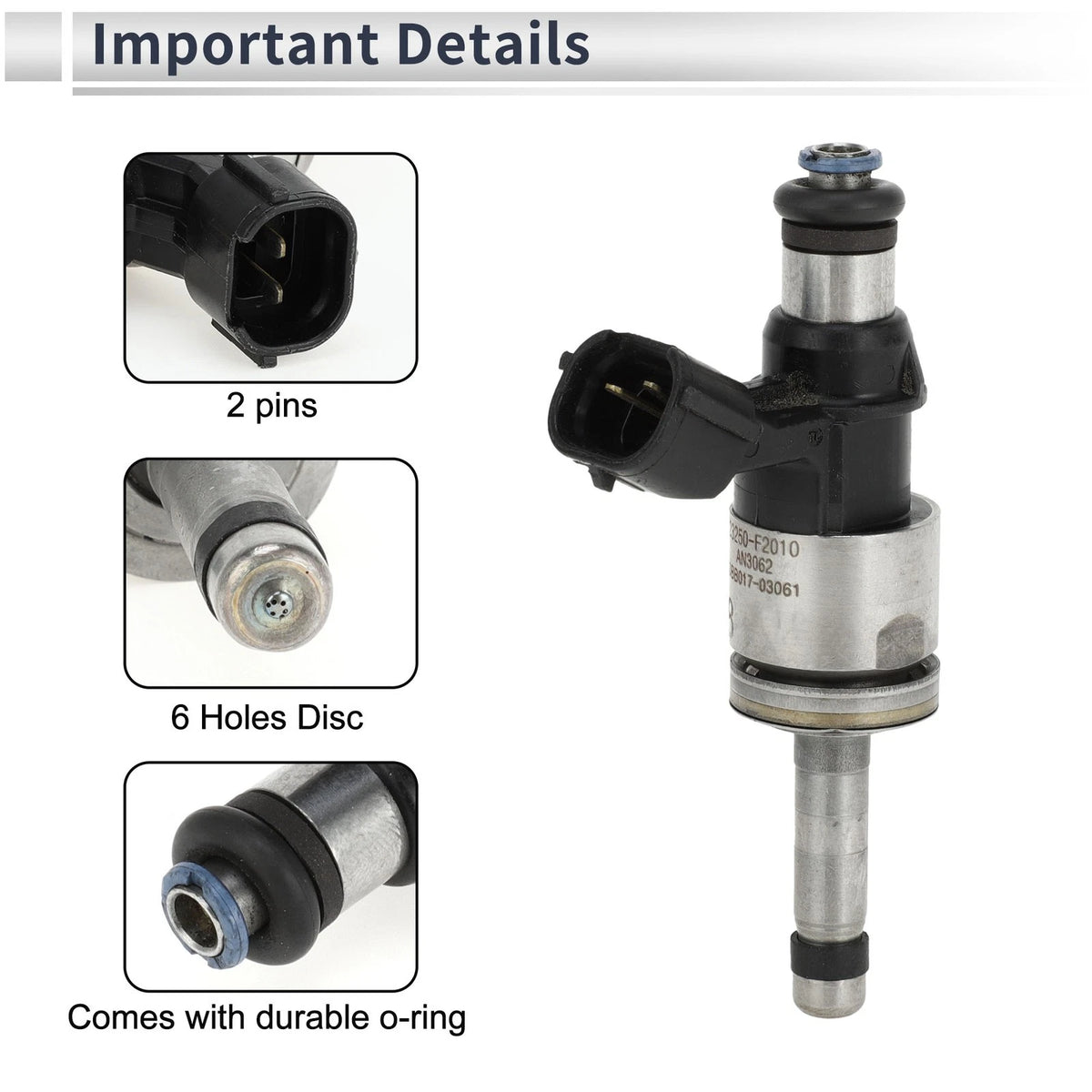 Fuel Injector for Toyota Corolla 2.0 (2020-2024) 1 Pc Black Silver Tone