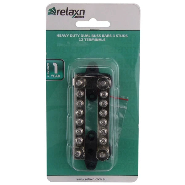 Heavy Duty 12V Buss Bar Terminal 2x6 Way Dual 100A for Marine Applications