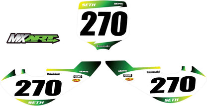 Custom Number Plate Graphics for Kawasaki KX 65 (2006-2024) Sunrise Style