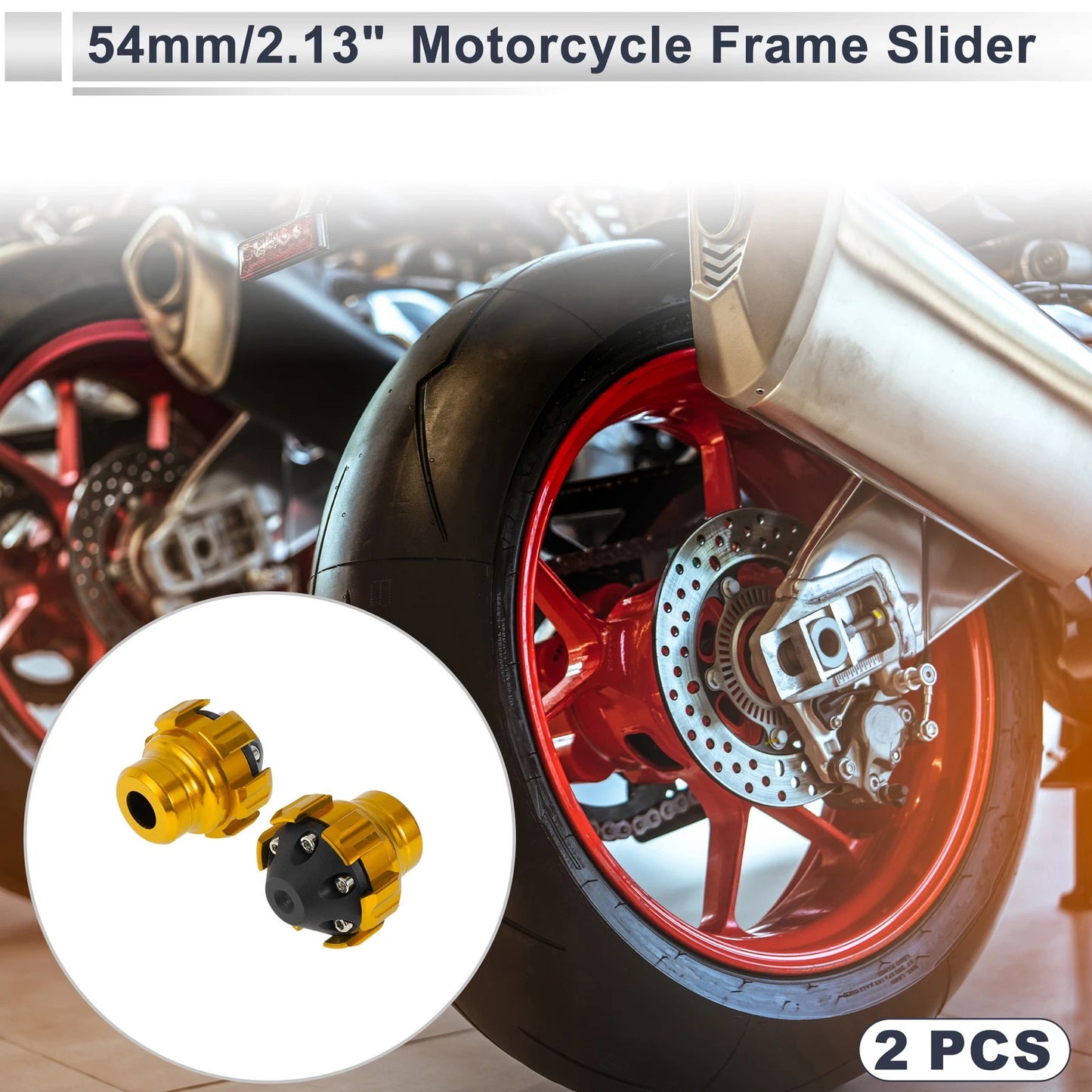15.6mm 2 x Aluminum Alloy Motorcycle Slider Frame Gold Tone for Motorcycle