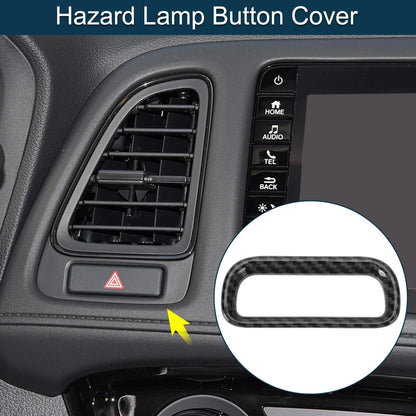 Warning Lamp Button Cover for Honda Vezel RV3 RV4 RV5 RV6 Carbon Fiber Black