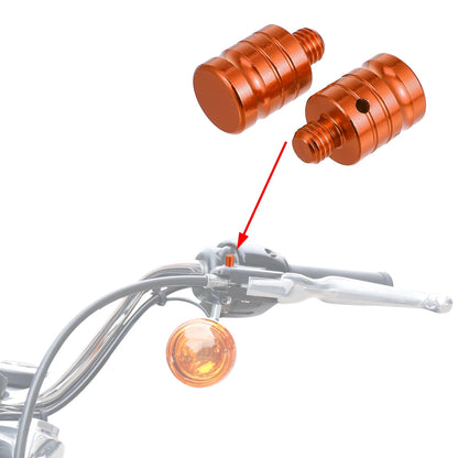2 x M8x1.29 Right Mirror Plugs Screws Aluminum Alloy Orange for Motorcycle