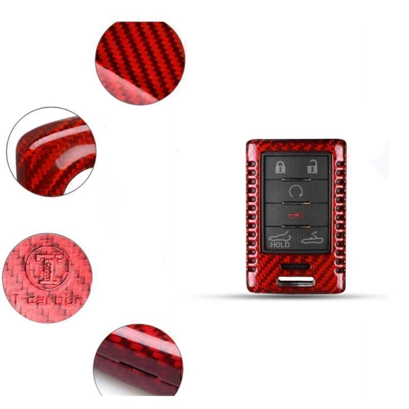 Red Carbon Fiber Key Fob Cover for Cadillac Chevrolet C7 (2014-2019)