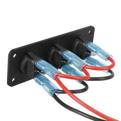 3 Gang Round Dot Lighted Rocker Toggle Switch Panel for Car/Truck/Boat Use